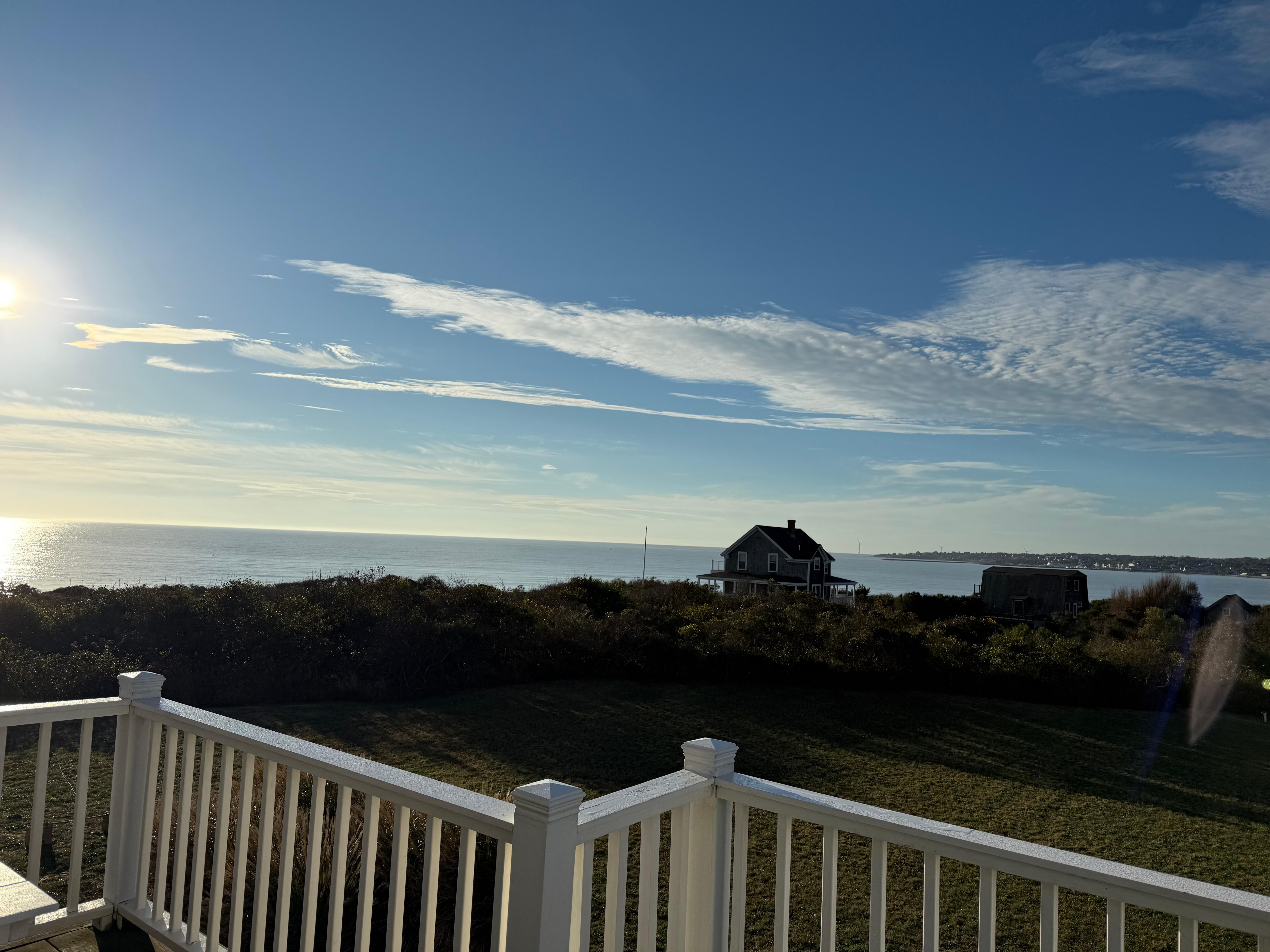 Peaceful island sunrise with coffee