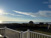 Peaceful island sunrise with coffee