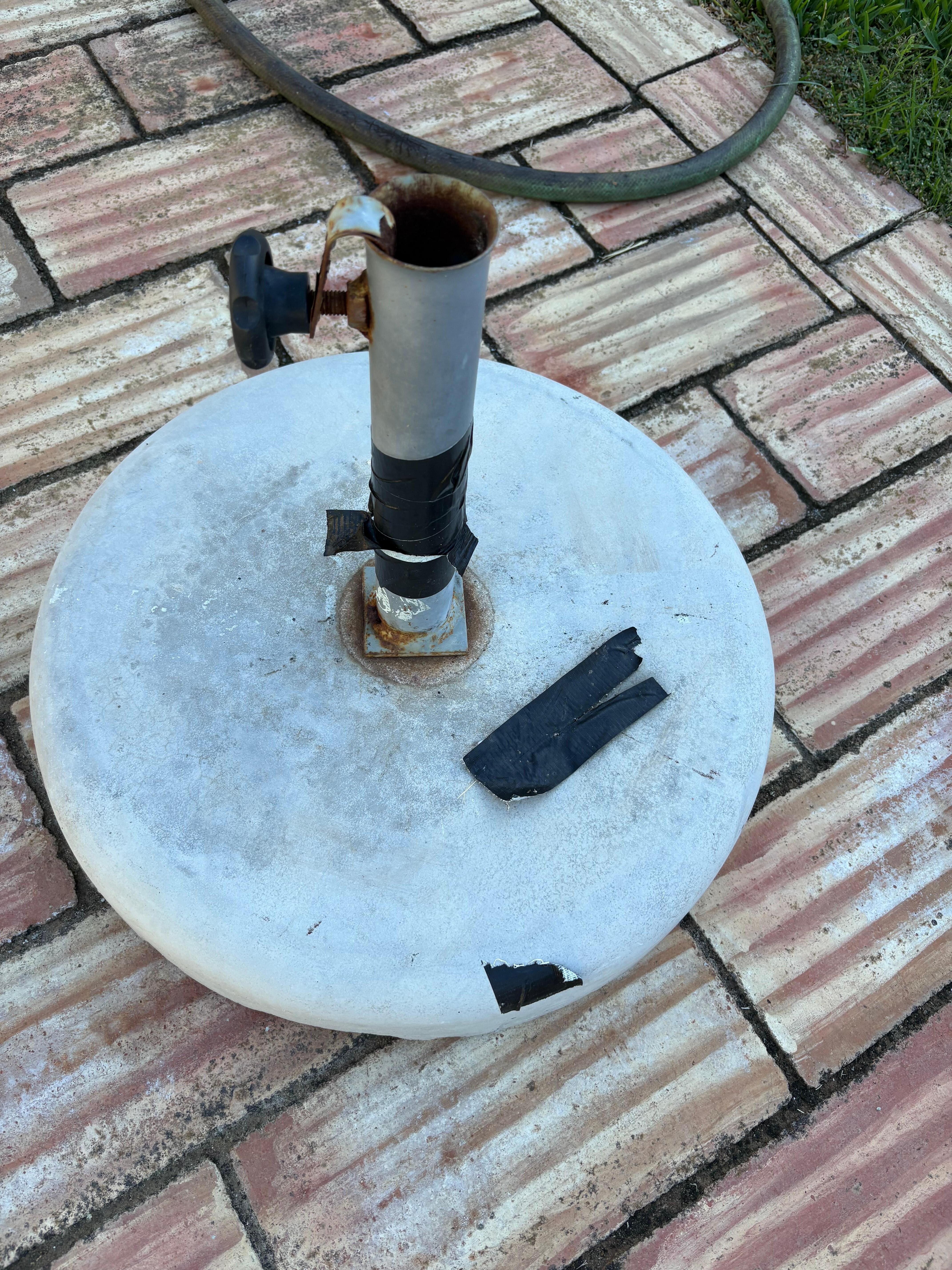 Broken umbrellas and stands