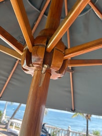 Had to find a stick to hold up umbrella.. they have nothing available to customers