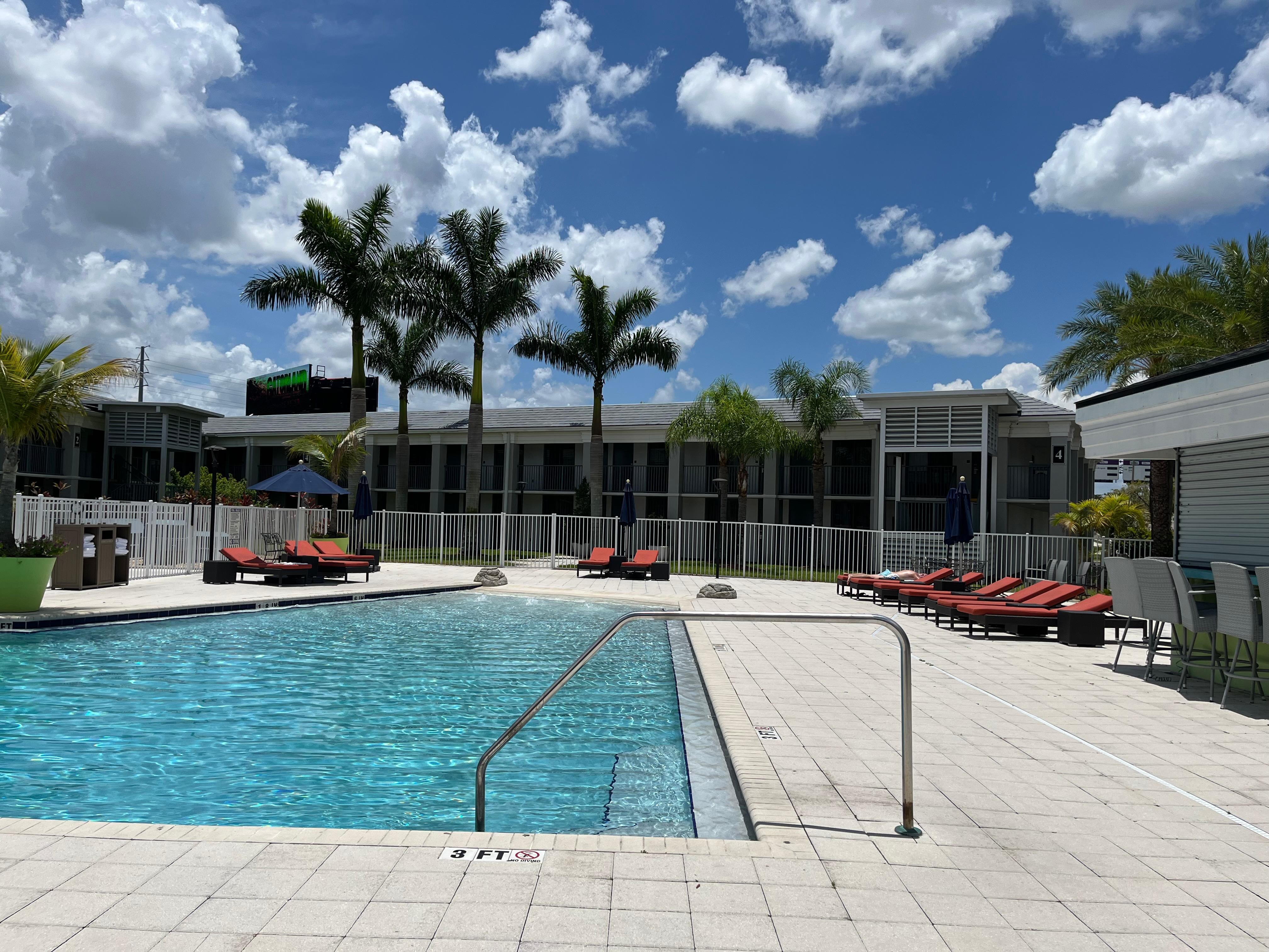 Clean pool to cool off after a hard days shopping. 