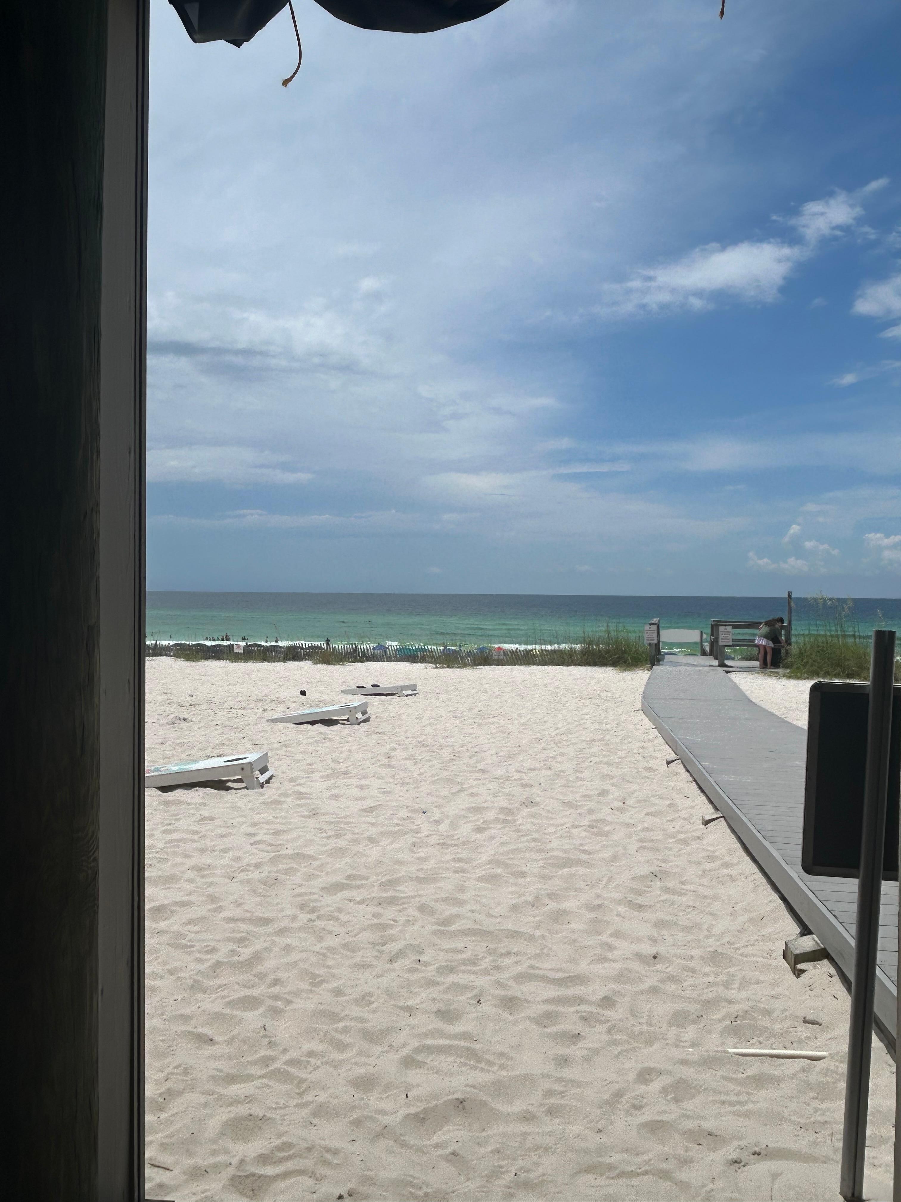 Beach bar down the street.