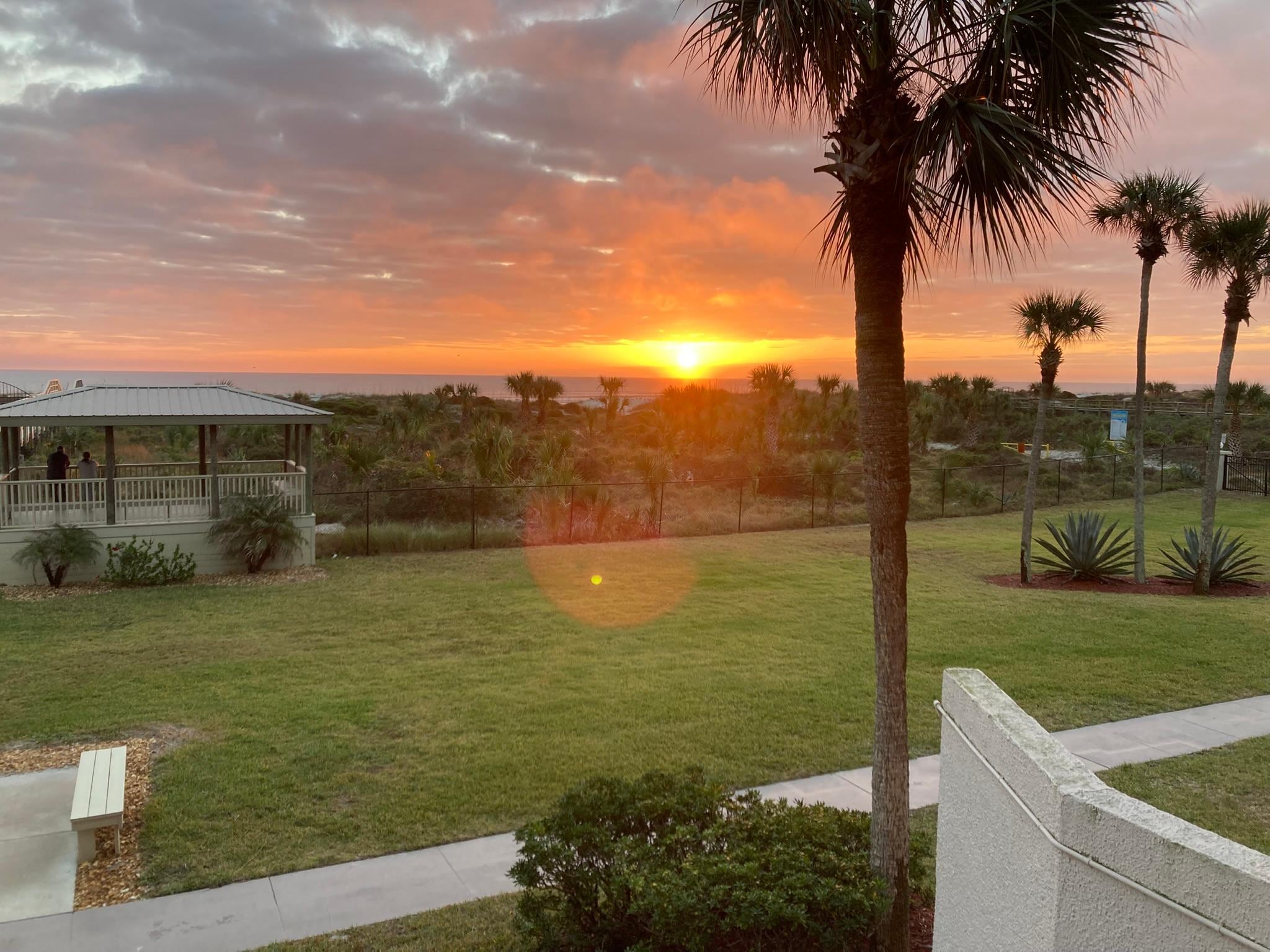 View of sunrise from the deck
