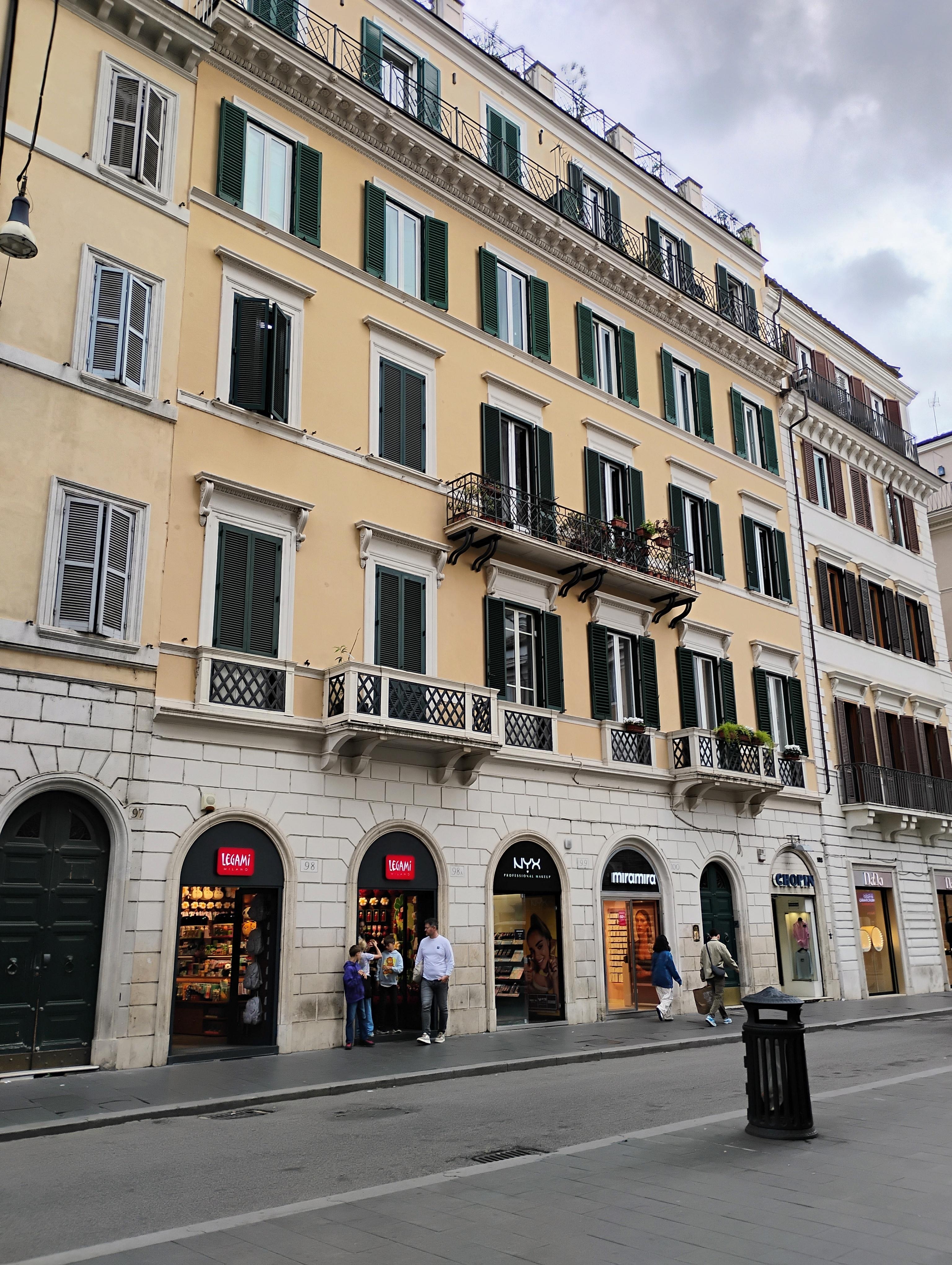 A view of the street and hotel