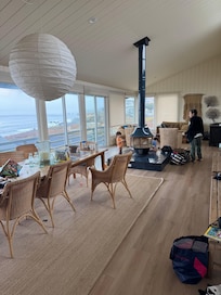 A view from inside the house of the main living area.