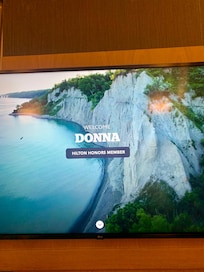 Welcome message on TV.