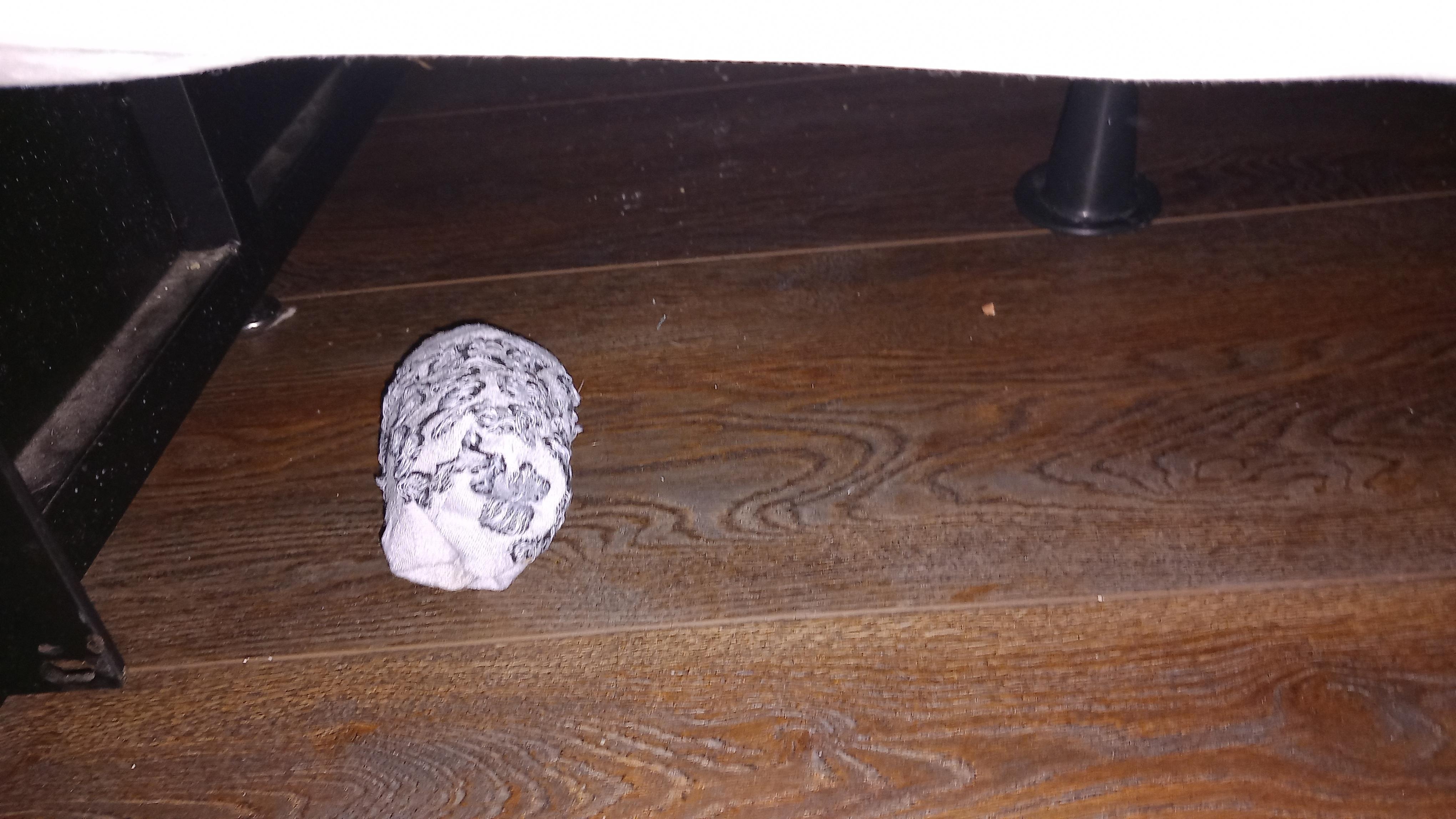 Socks under bed from previous visitor.