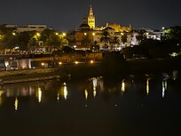 From the Triana side of the river looking towards the Bell tower, and the cathedral