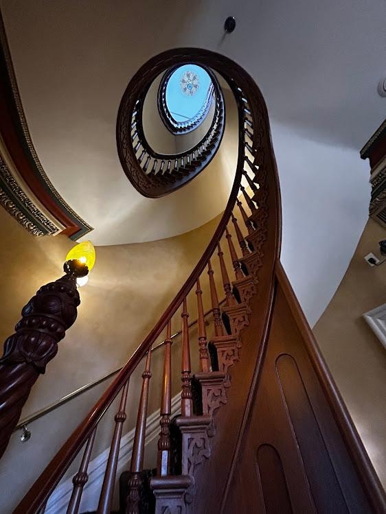 Looking up the stairs to the top!