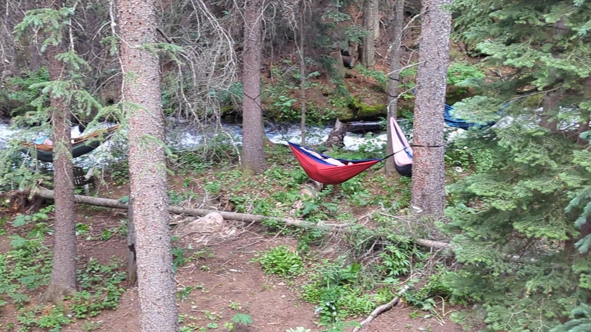 We love to hammock, and we easily set up four hammocks in the "backyard." There's no way NOT to sleep with the sound of the creek lulling you to unconsciousness.