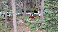 We love to hammock, and we easily set up four hammocks in the "backyard." There's no way NOT to sleep with the sound of the creek lulling you to unconsciousness.