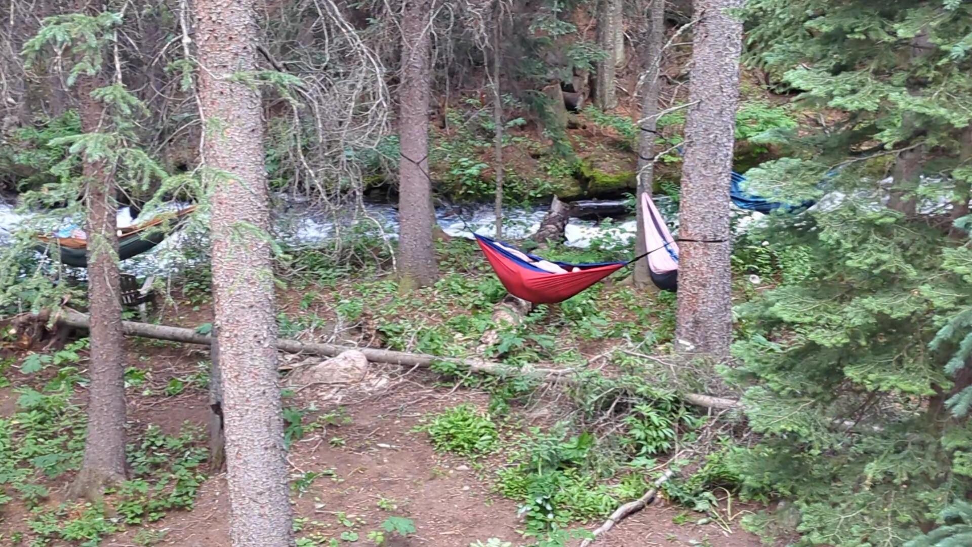 We love to hammock, and we easily set up four hammocks in the "backyard." There's no way NOT to sleep with the sound of the creek lulling you to unconsciousness.