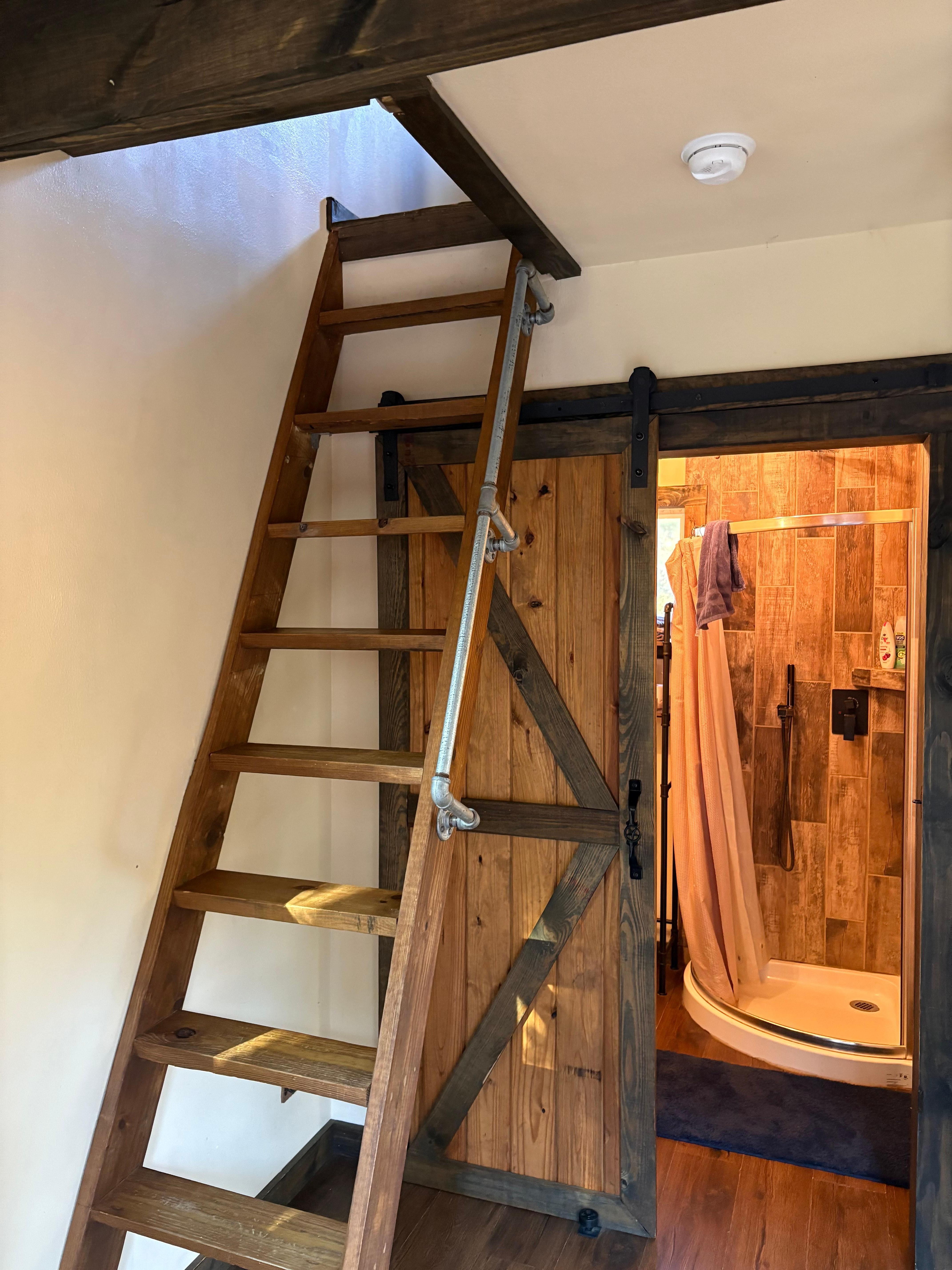Ladder to the bedroom. 