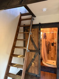 Ladder to the bedroom.