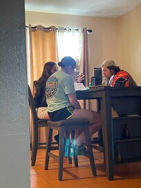 Visiting in the dining room! Catching up!
