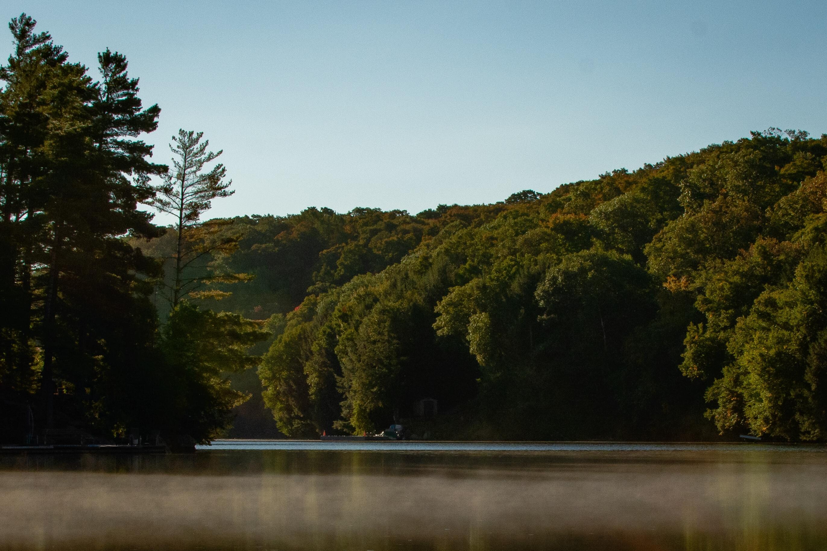 View from the boathouse dock in the morning