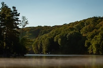 View from the boathouse dock in the morning