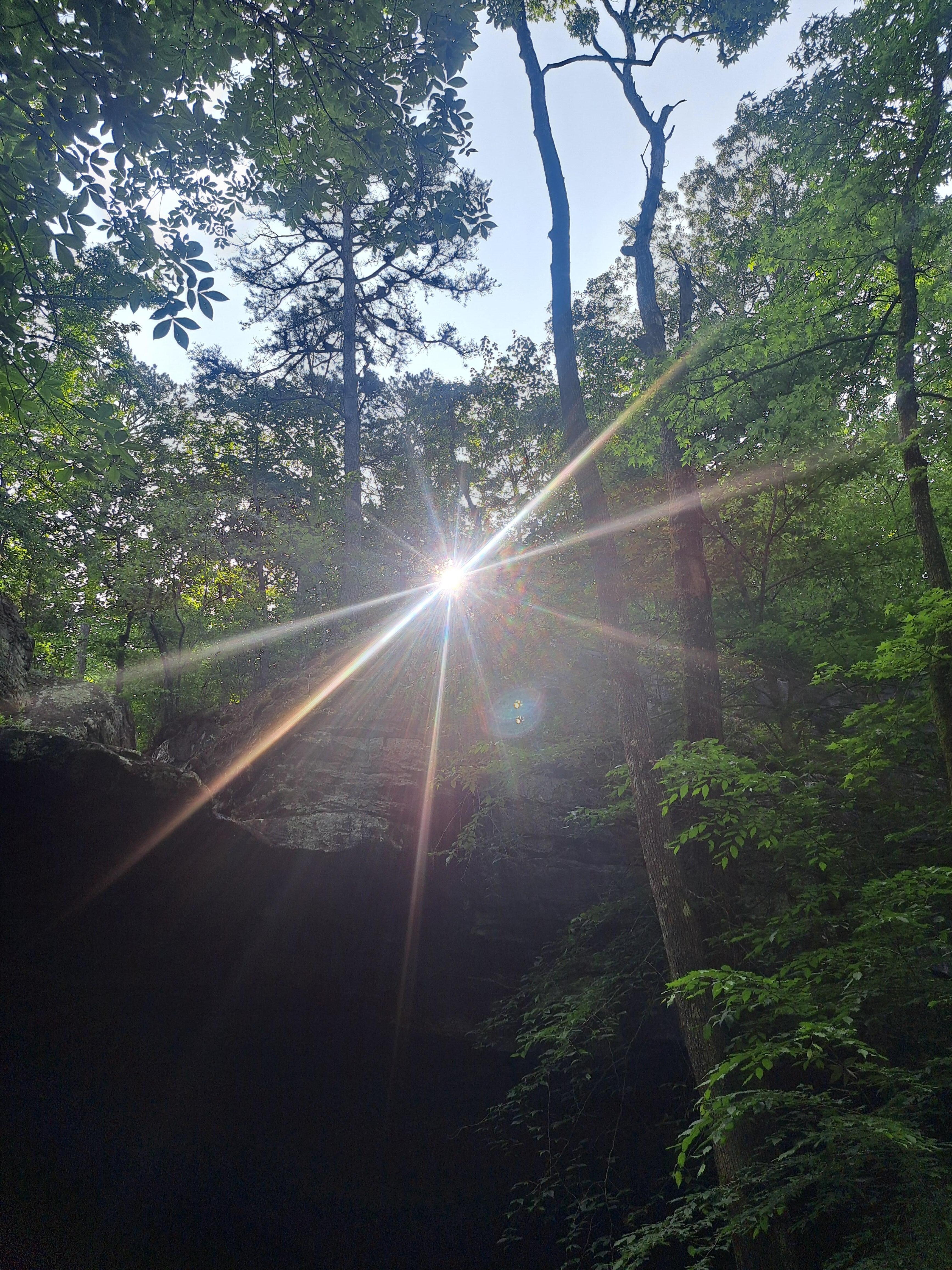 Sun shining down on us at the Glory Hole Trail.