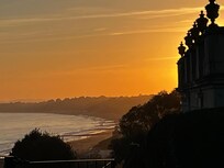Burnished glow of sunset over the sea on the walk back.
