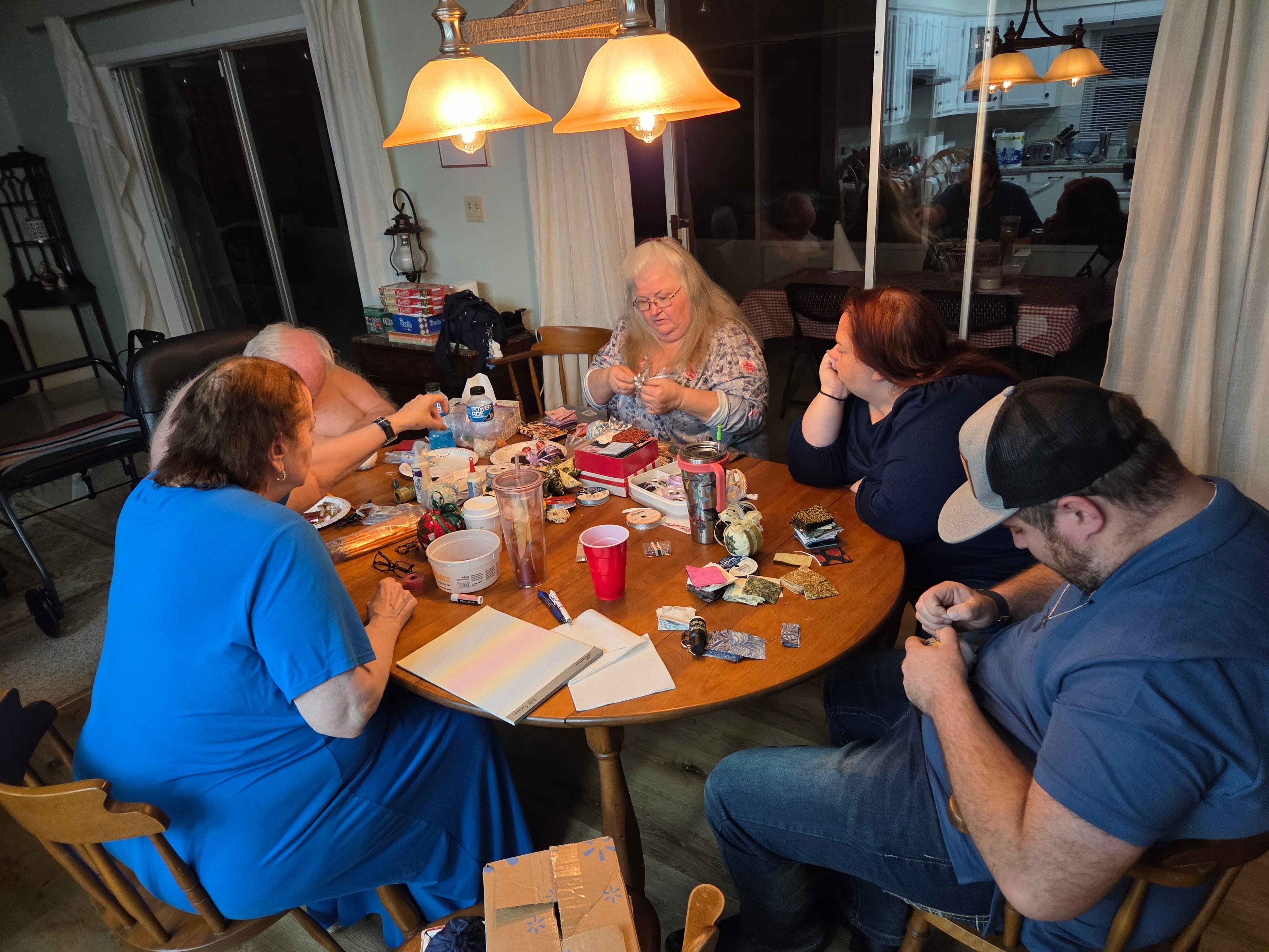 TABLE FOR 6 ALLOWED US TO PLAY YAHTZEE FOR 5 DAYS AND DO CRAFTS