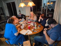 TABLE FOR 6 ALLOWED US TO PLAY YAHTZEE FOR 5 DAYS AND DO CRAFTS