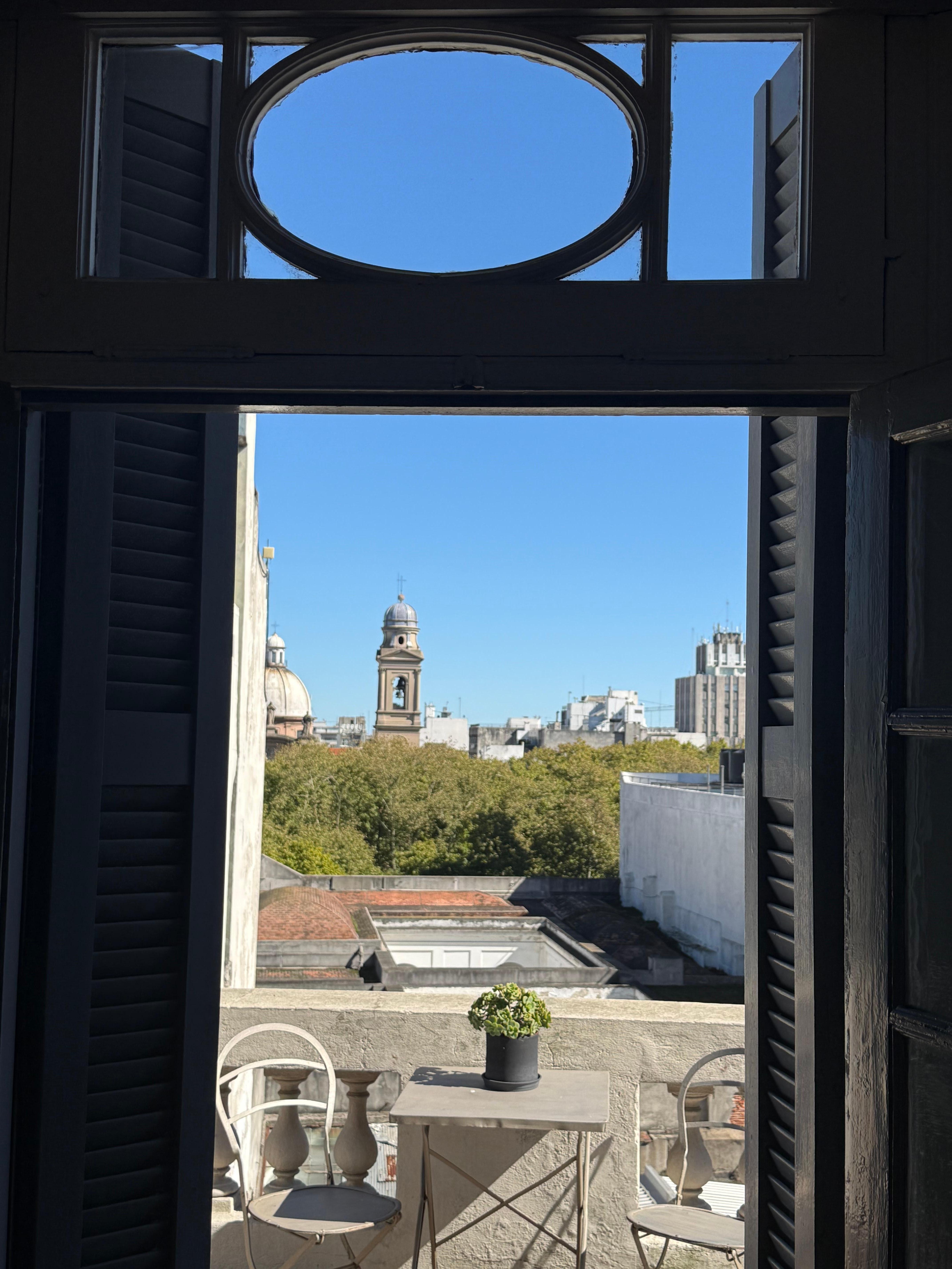 Looking out onto the private patio
