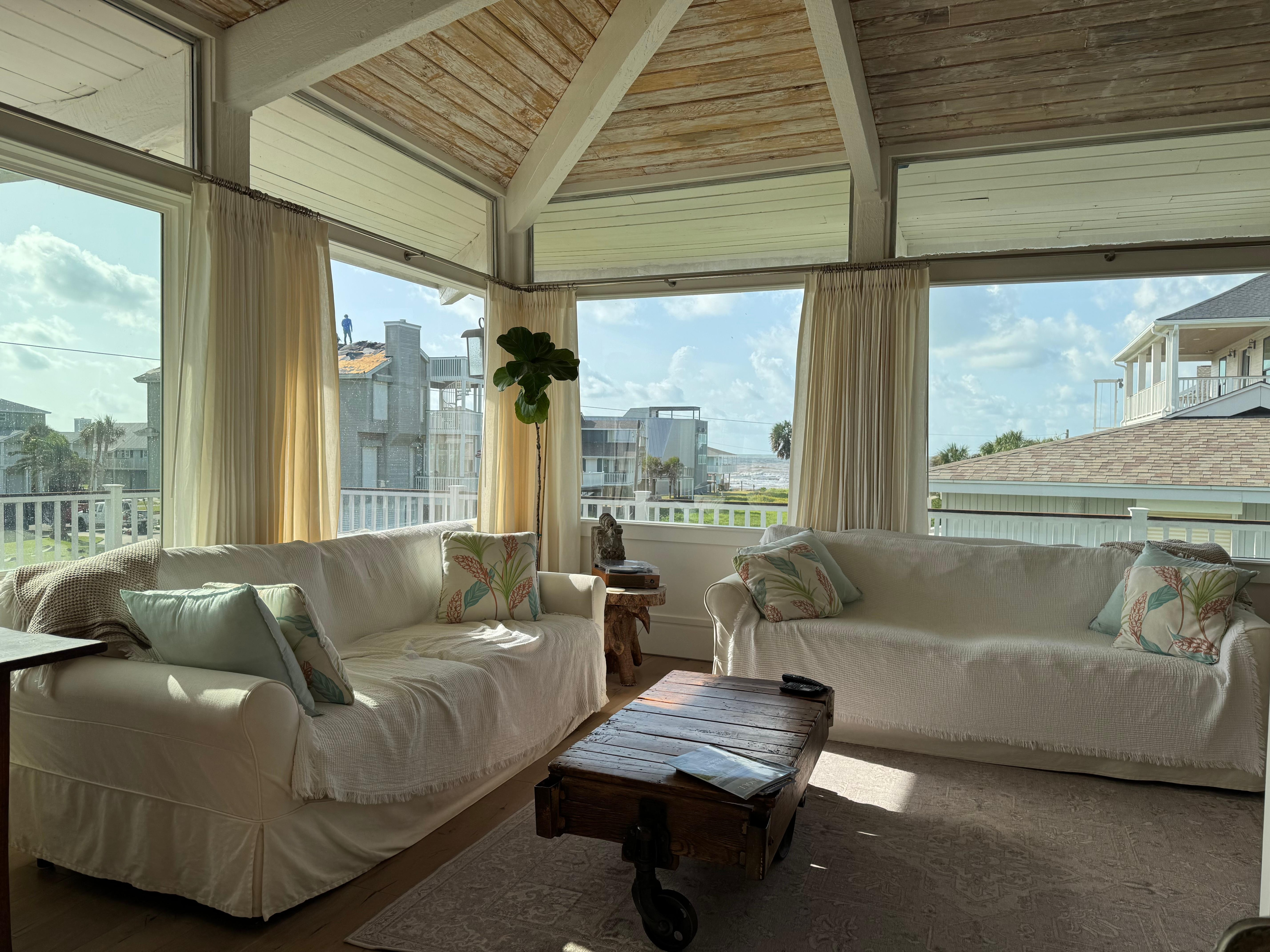 Living room with beach view