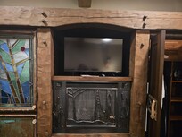 The "fireplace" and TV