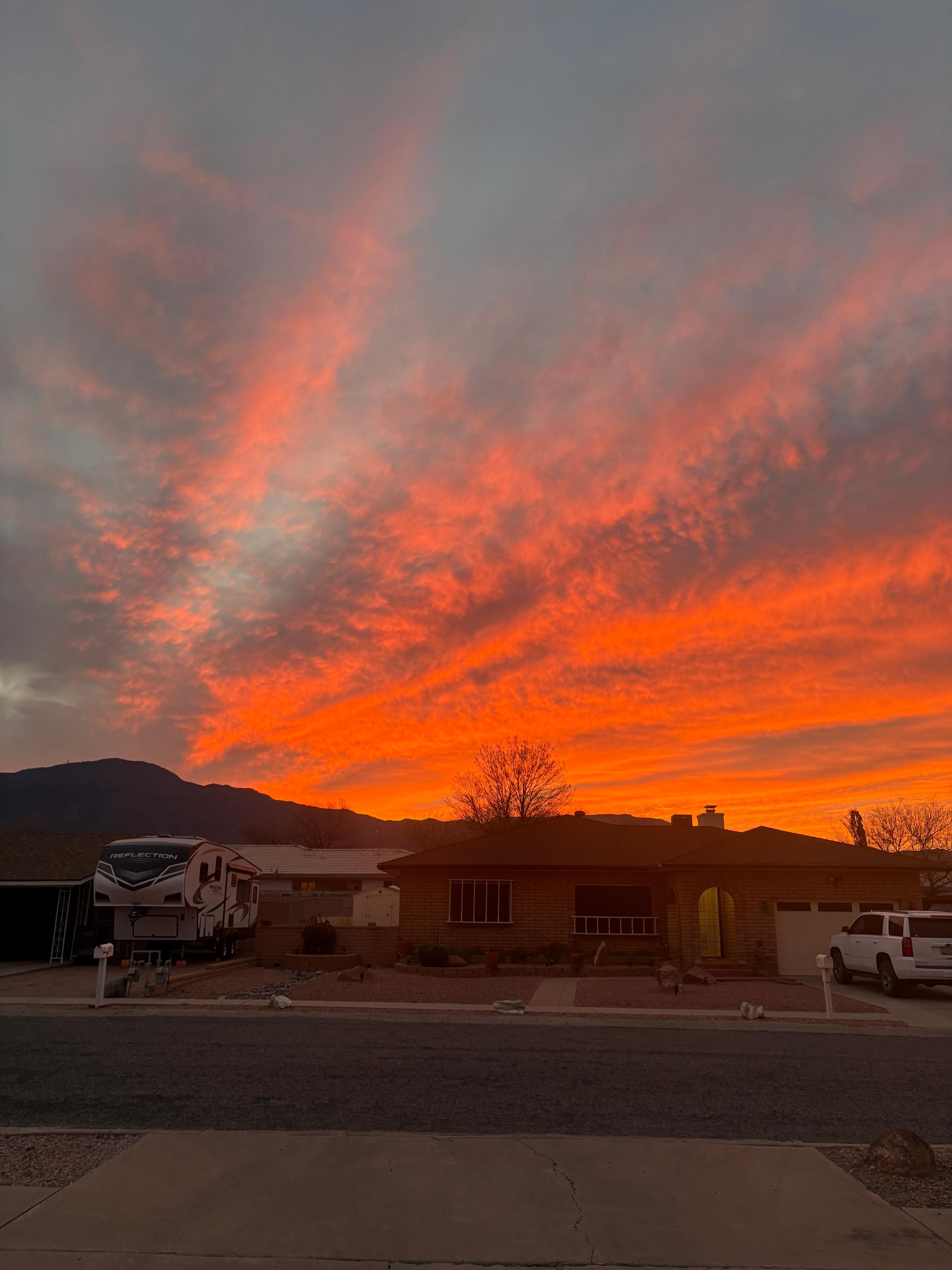 Sunset out front of house