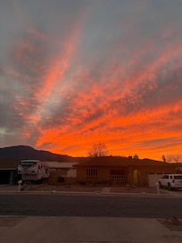 Sunset out front of house