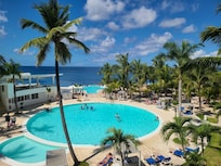 View of the pool from the building