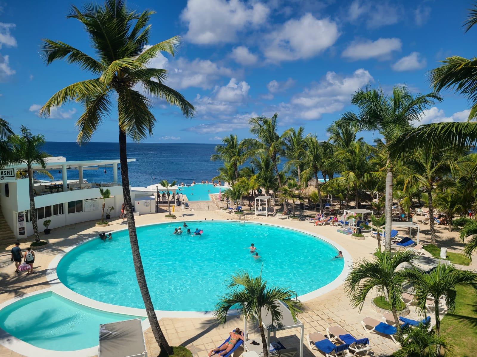 View of the pool from the building 