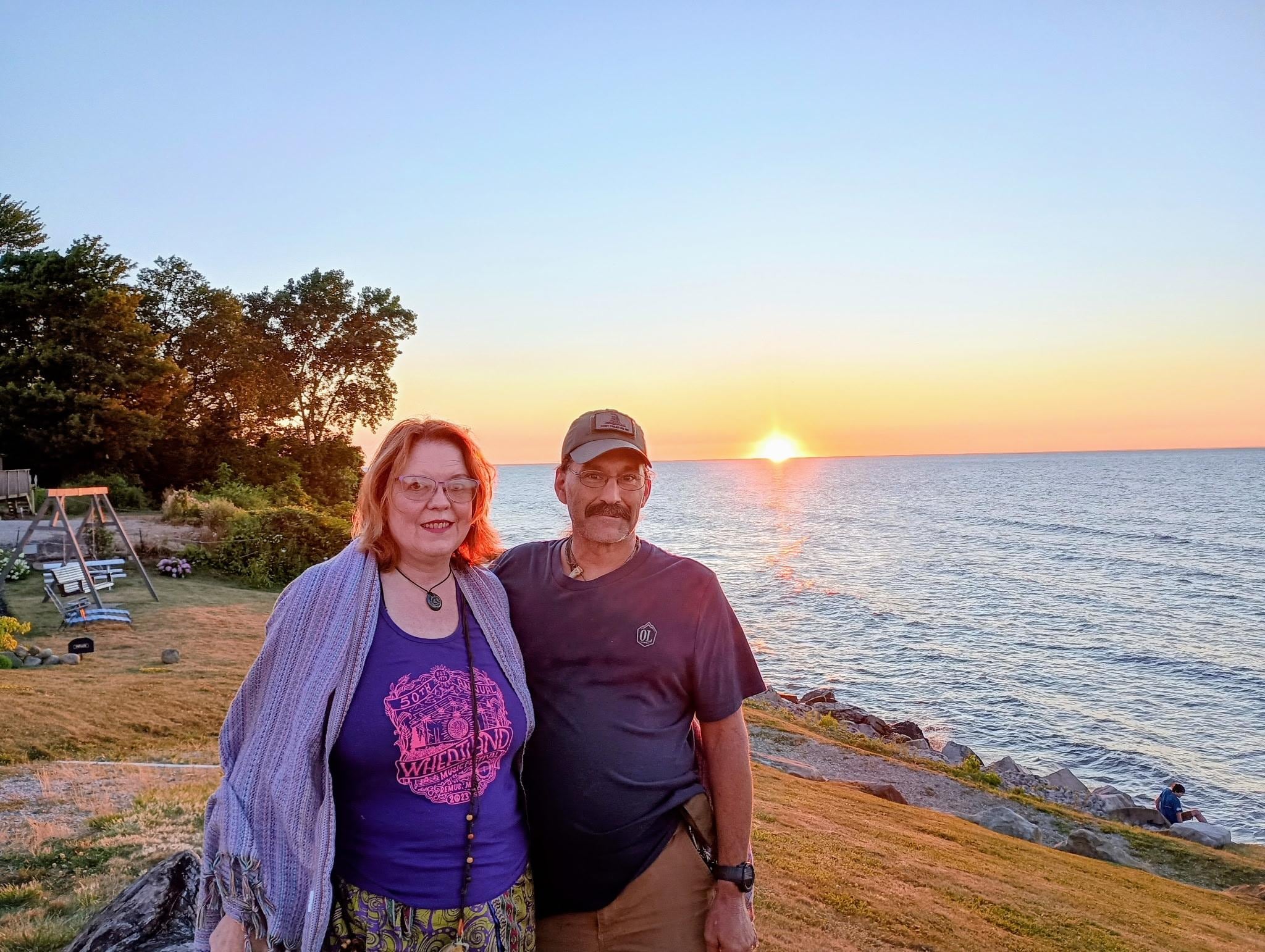 Sunset at the beach at the end of the road