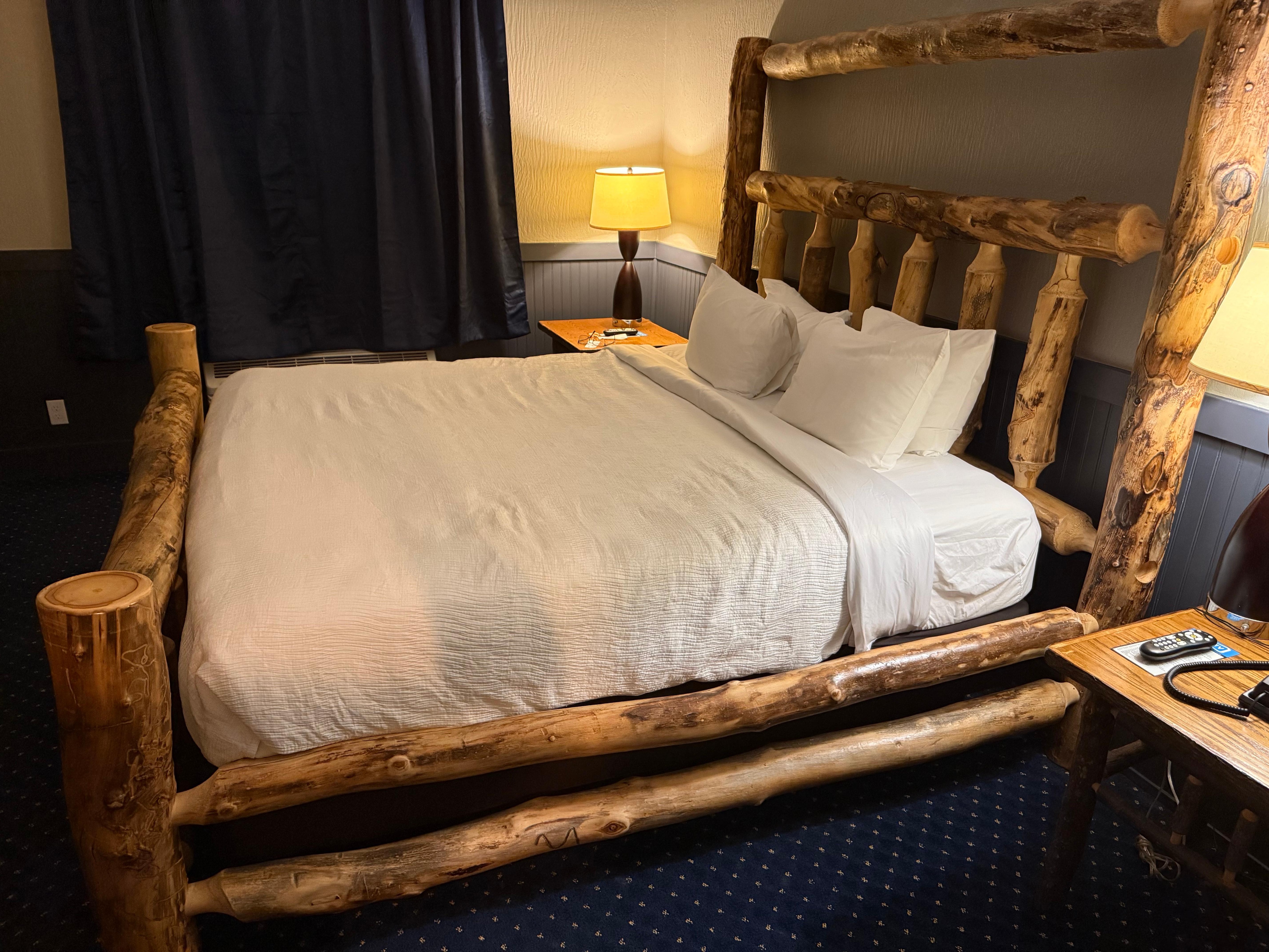 This is the bed in the room that I ended up getting for two nights. Definitely not the same as the first picture, is it?
