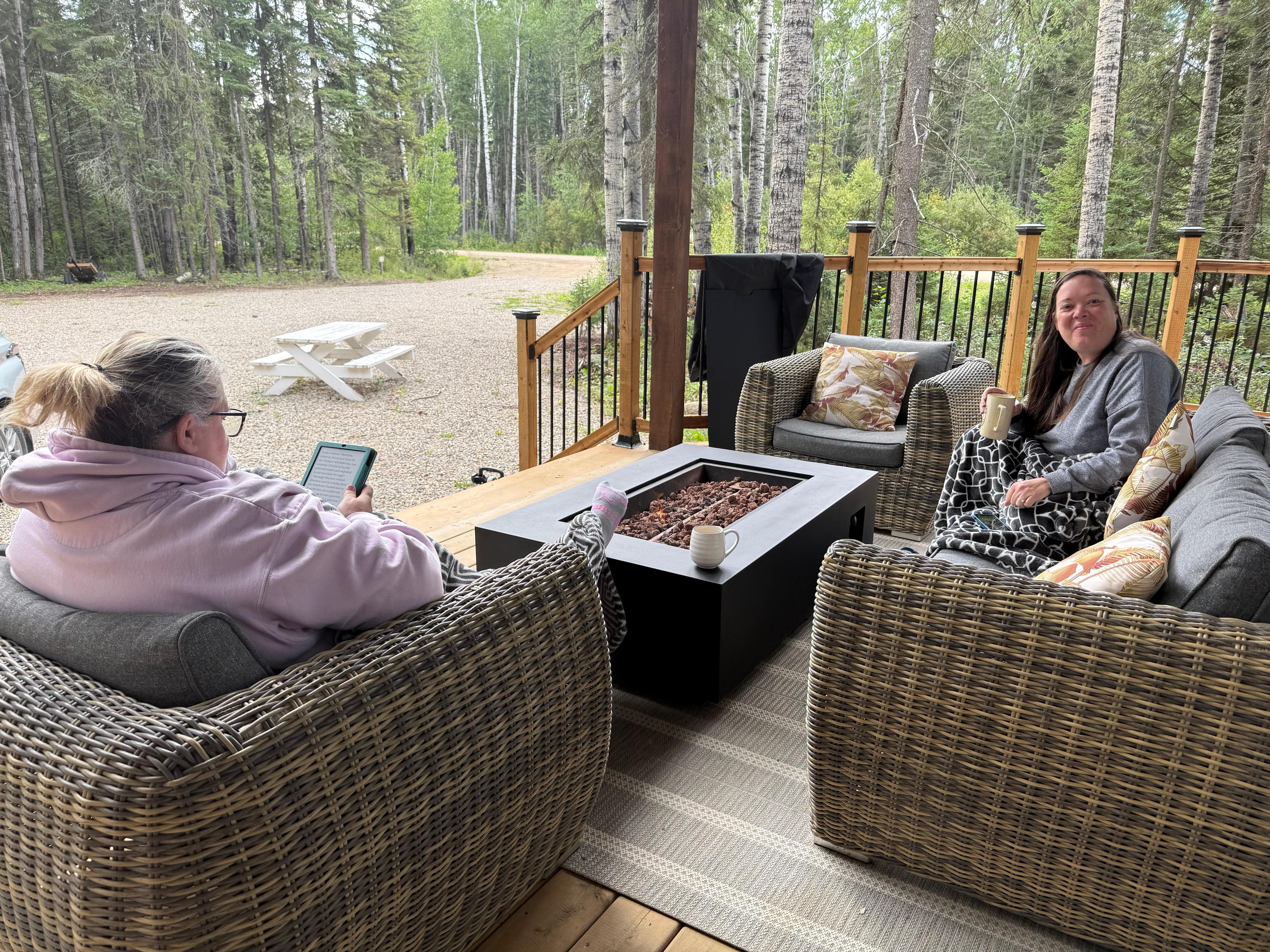 We enjoyed the new fire table for our morning coffee 