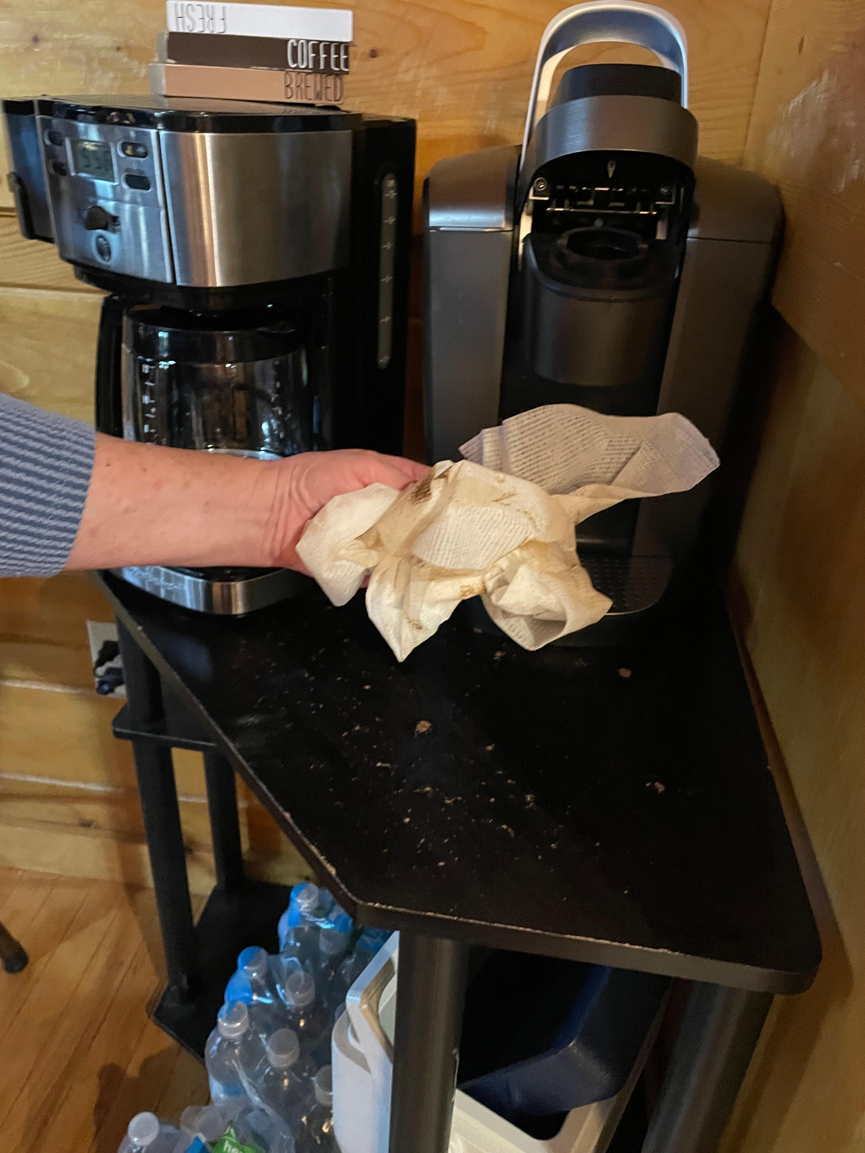 Filthy table coffee pot set on