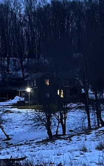 The house at night. The sky was clear and filled with stars our first night and we enjoyed some stargazing.