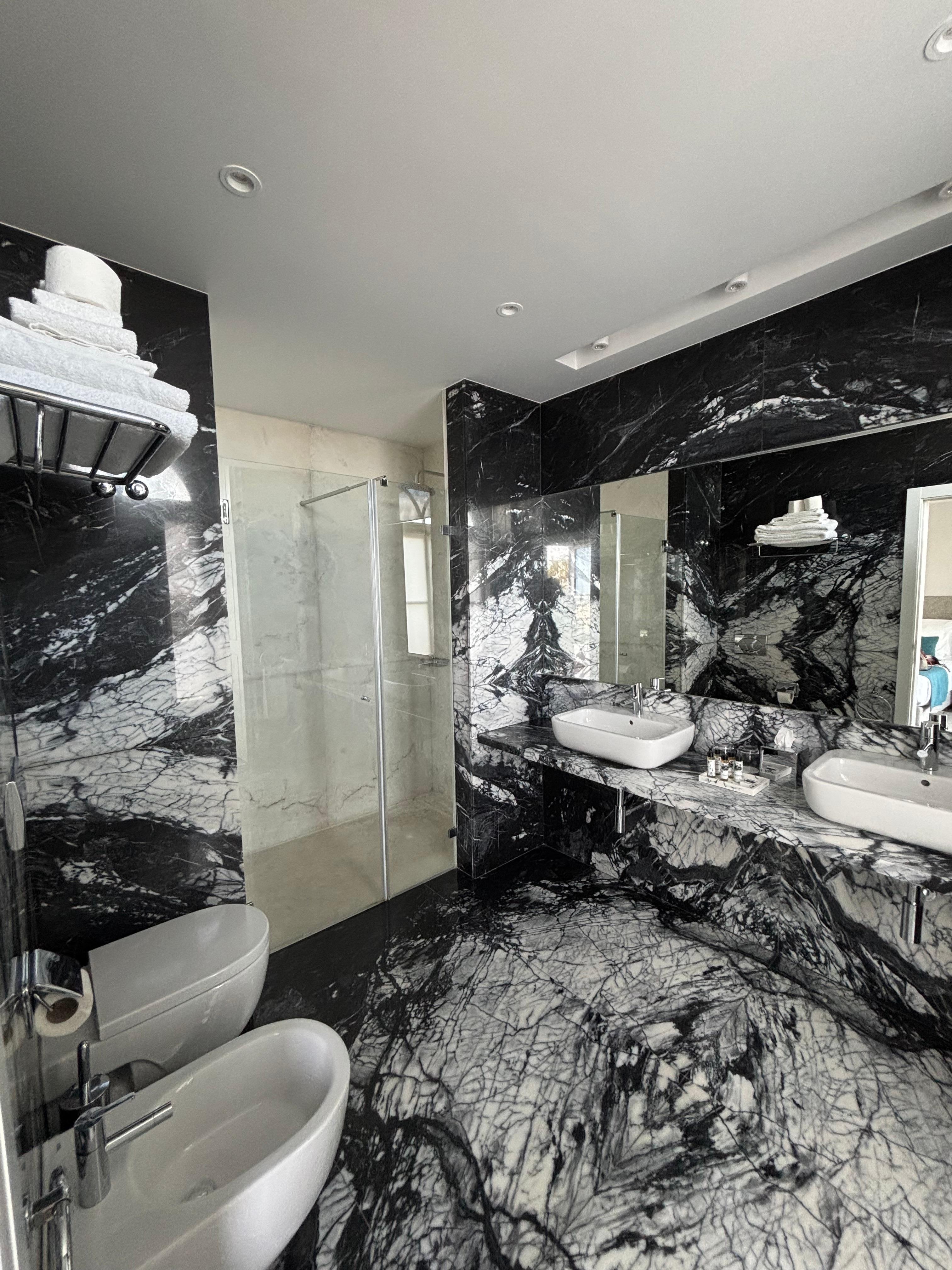 Spacious bathroom with excellent shower