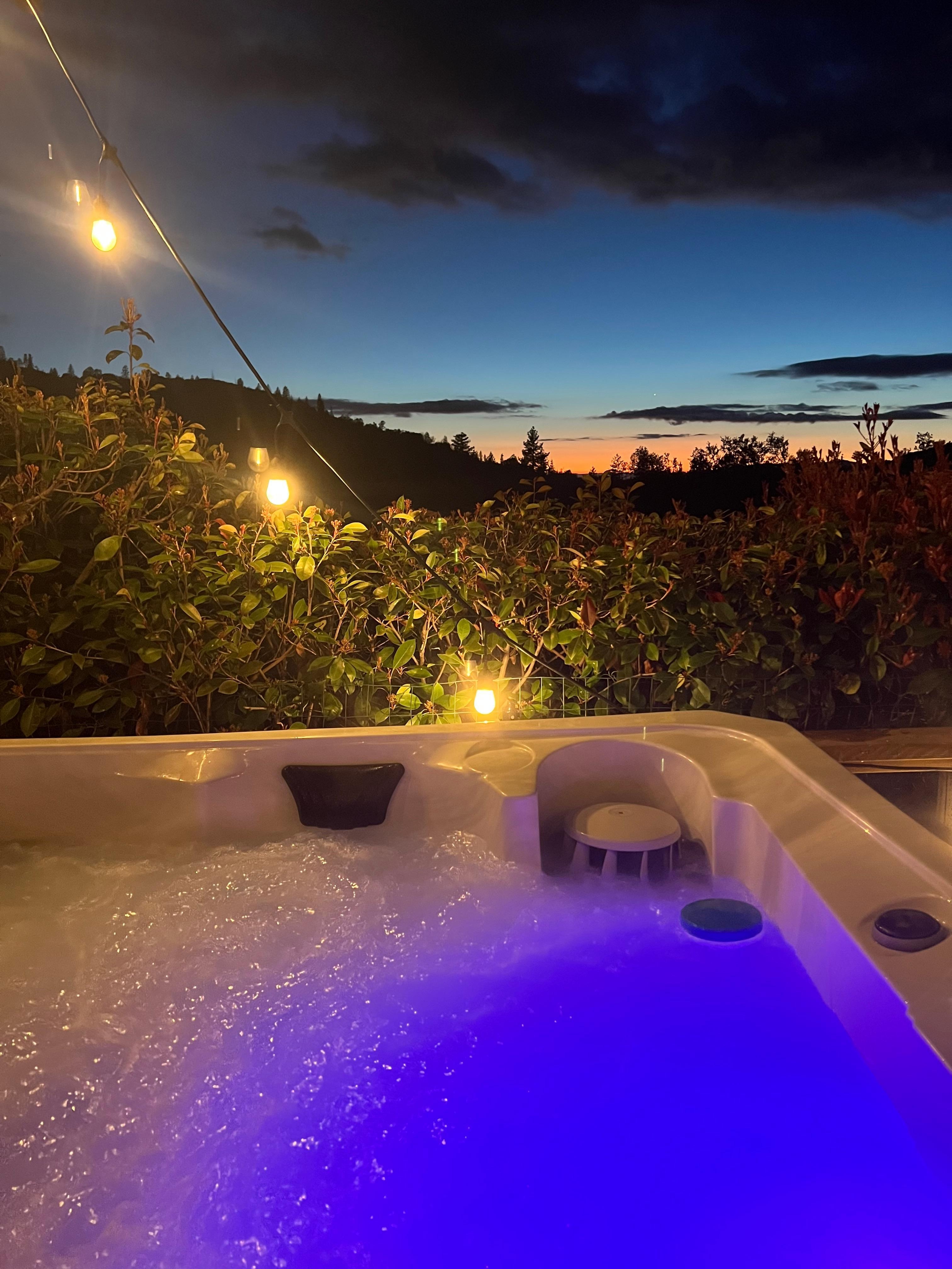 Beautiful sunset in the jacuzzi