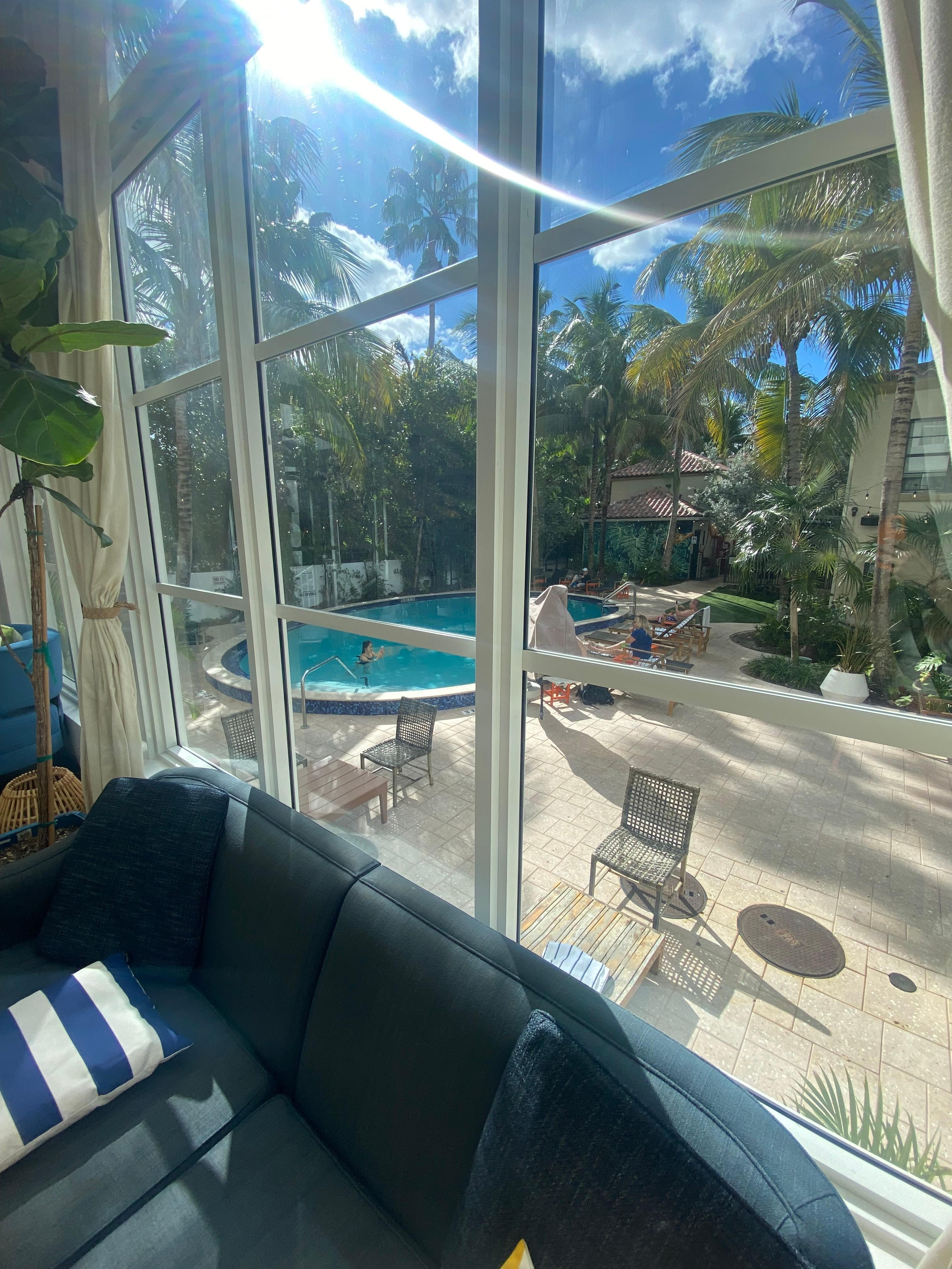 View of pool from sun room