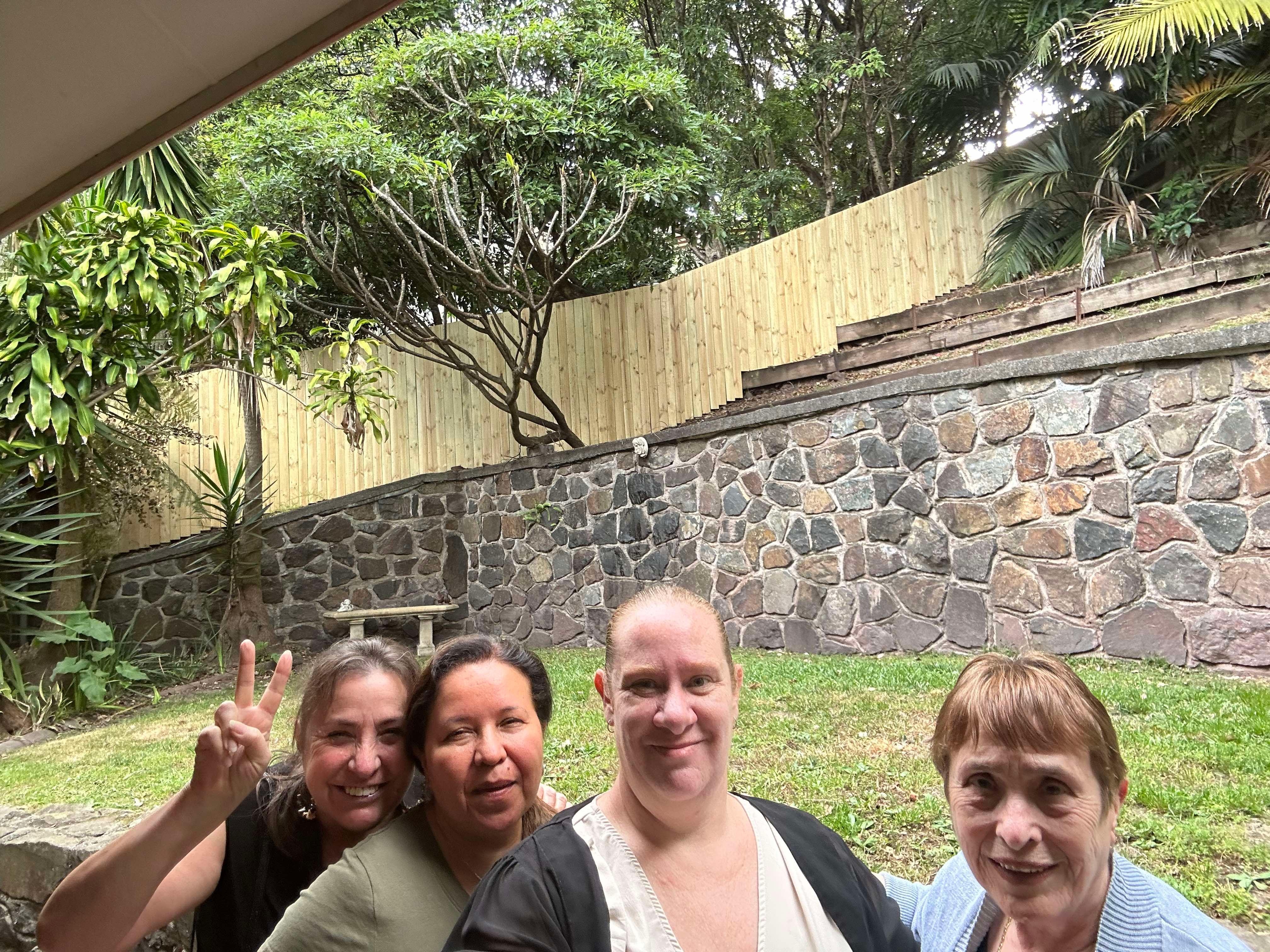 A group photo in the gorgeous back garden.