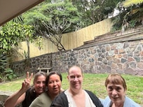 A group photo in the gorgeous back garden.