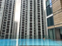 Outdoor pool with lifeguards on duty all the time.