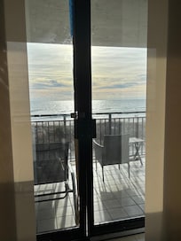 Door duct taped and painters tape, doors to balcony DO NOT lock and the lathe door is broken hence the tape. Cockroach dead on the floor when we arrived.