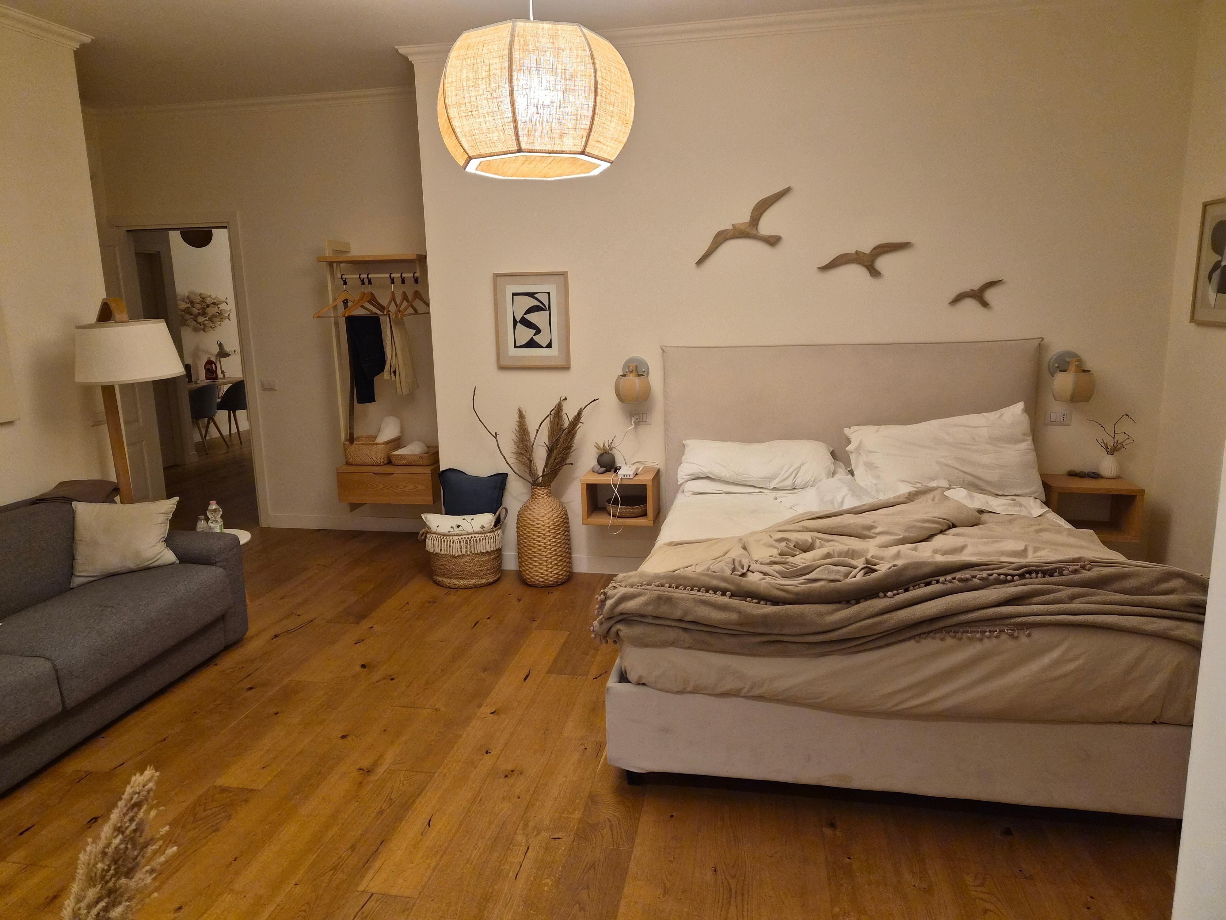 Bedroom with balcony view