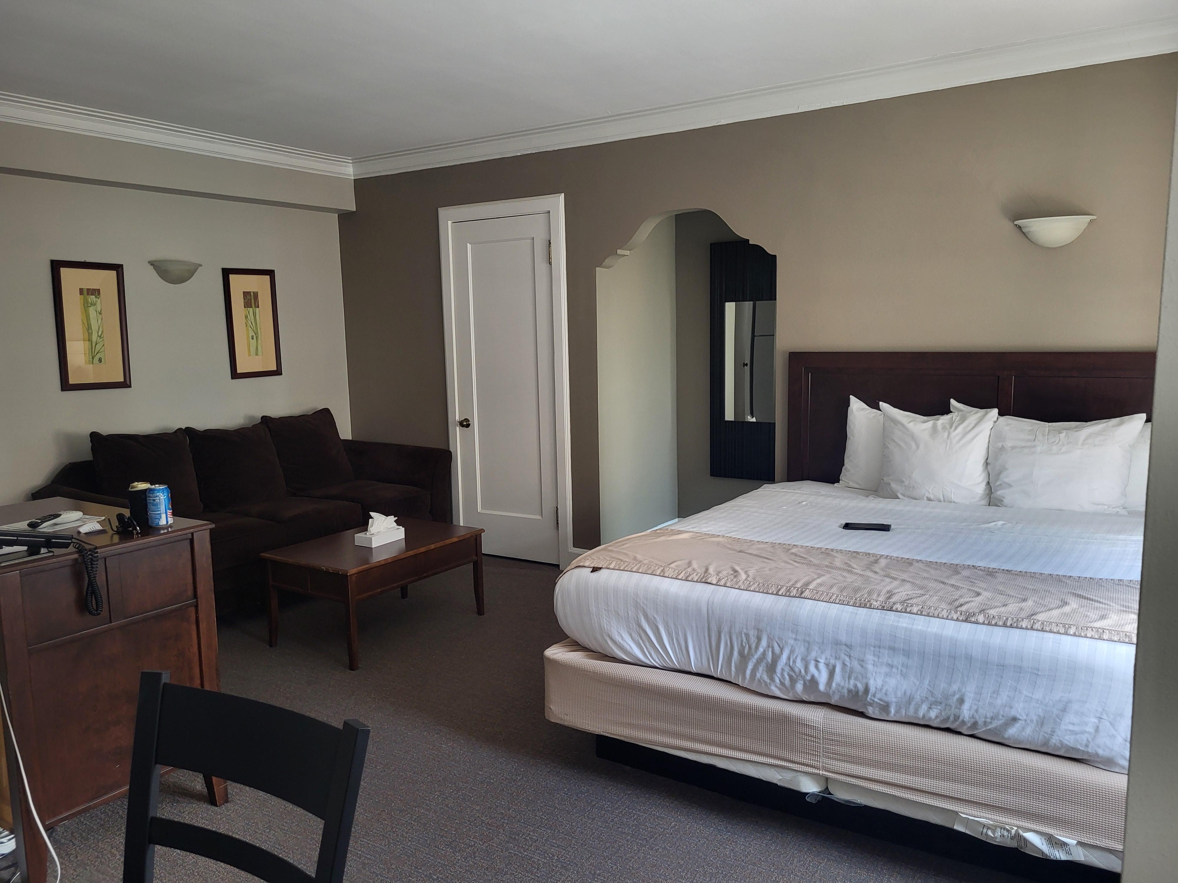 Spacious bedroom with sitting area