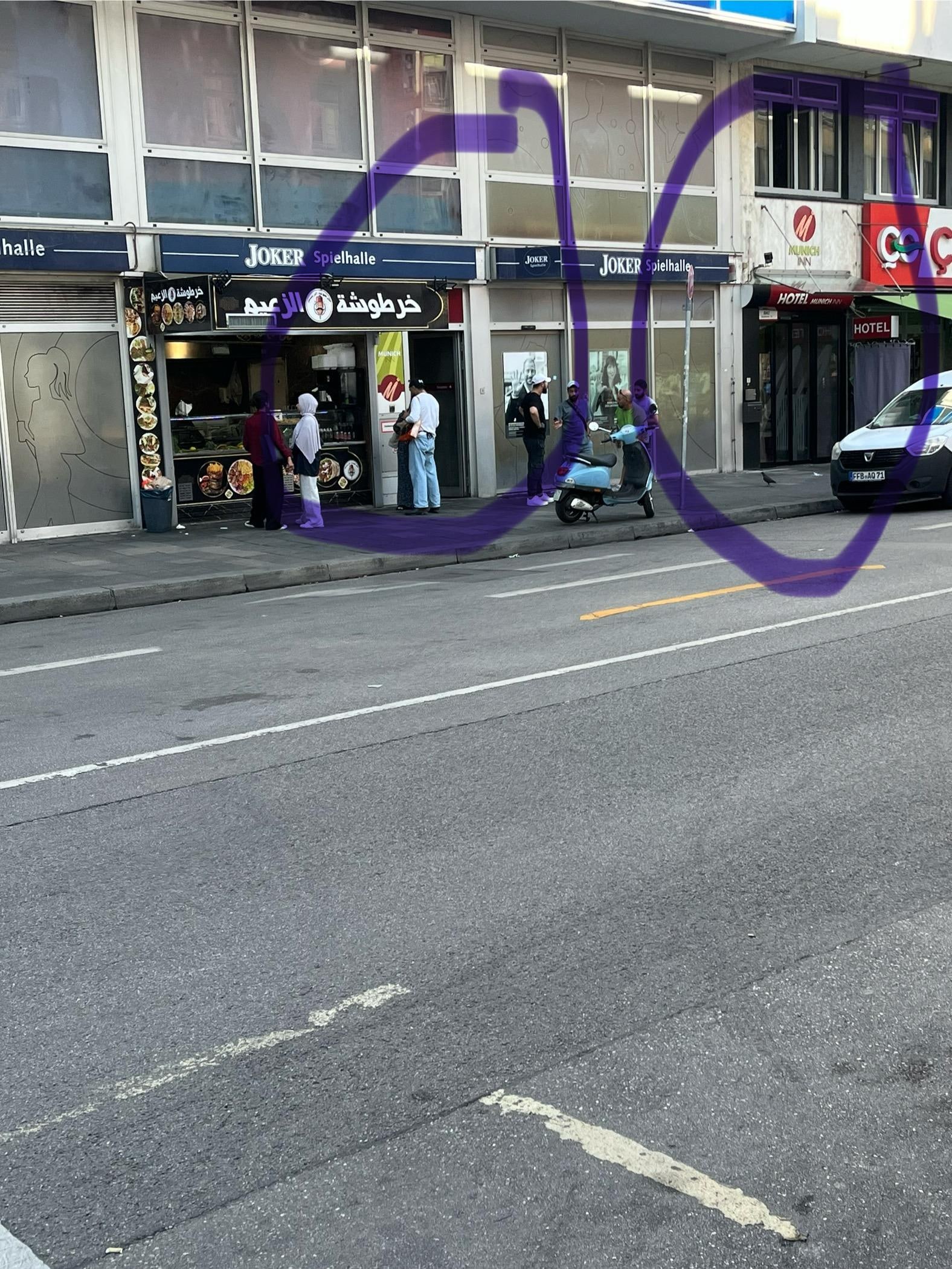 Main reception on the right, separate door to rooms on the left