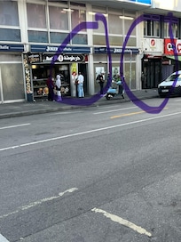 Main reception on the right, separate door to rooms on the left