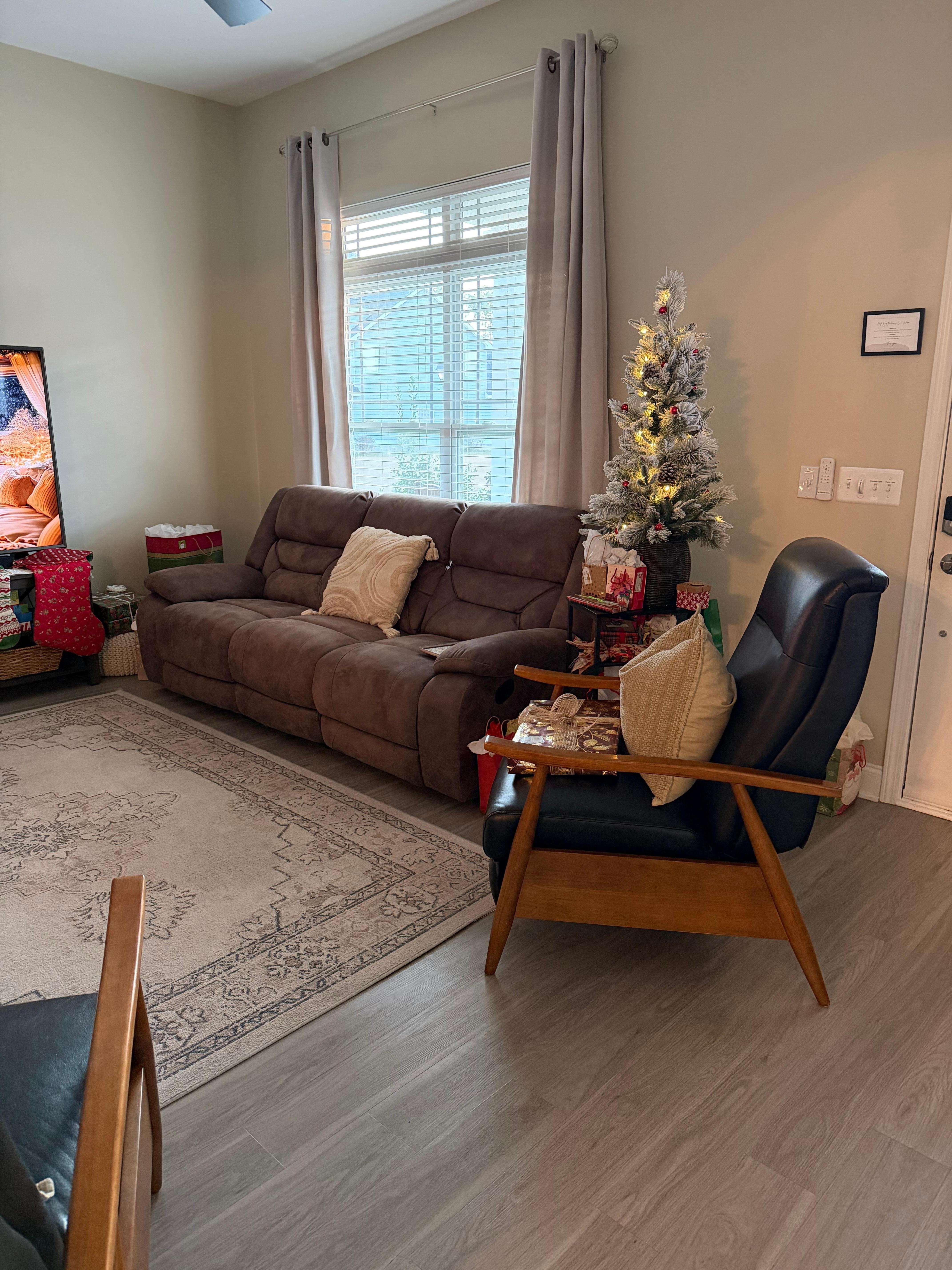 The home wouldn't be decorated for the holidays so we brought a small tree.