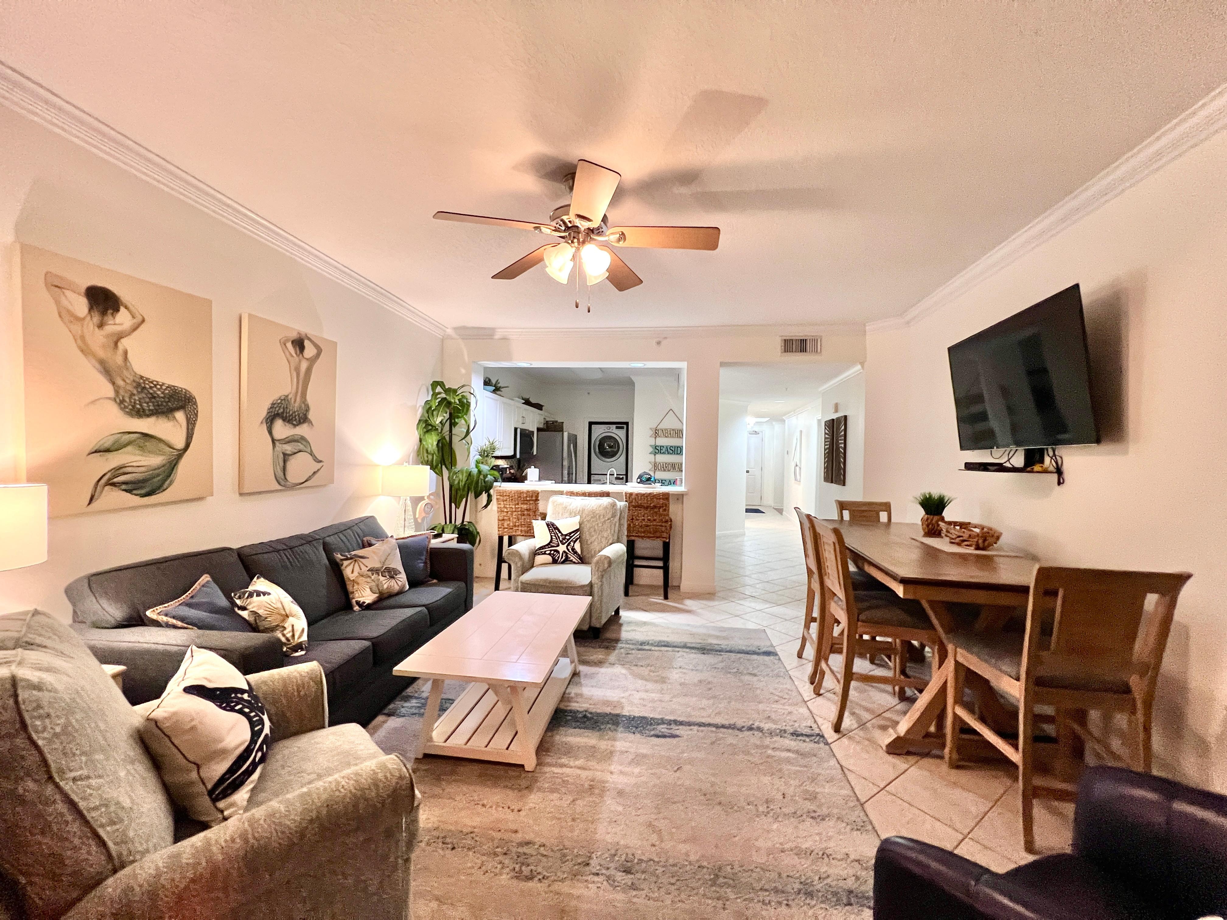 Living room, kitchen & entrance